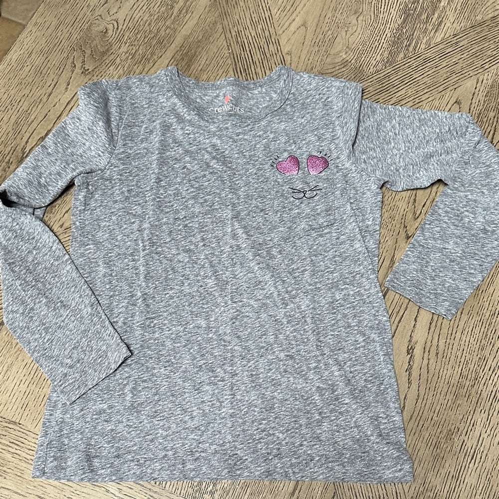 Crewcuts Gray Long Sleeve Tee with Pink  Design